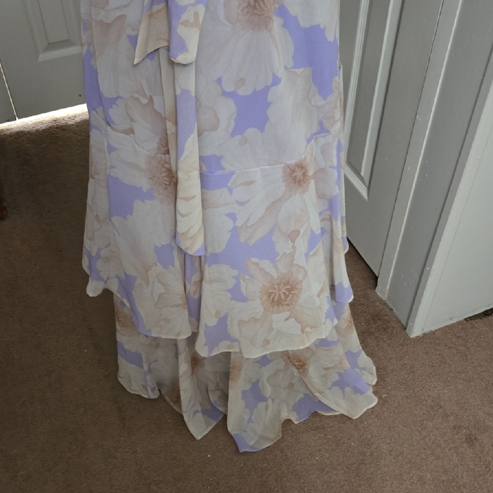 Hutch Asymmetrical Dress in Lavender and Cream - Picture 4 of 8